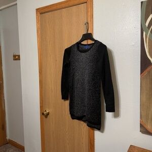 Apt. 9 XS Black & Silver w/Metallic Accents Long Sleeve Scoop Neck Tunic Sweater
